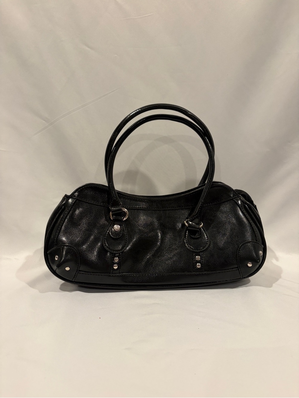 Rina Rich Black Leather Shoulder Bag